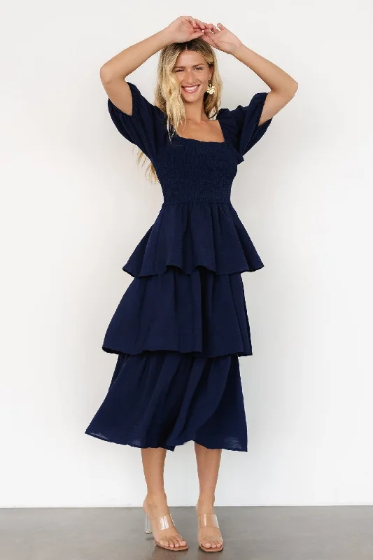 Ashbourne Tiered Dress | Midnight Blue