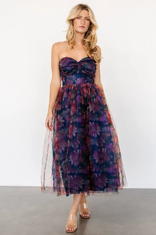 Cristelle Strapless Dress | Navy Multi Floral