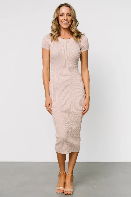 Dana Ribbed Midi Dress | Sand