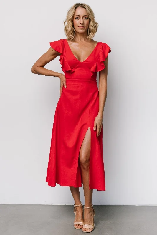 Elena Midi Dress | Red