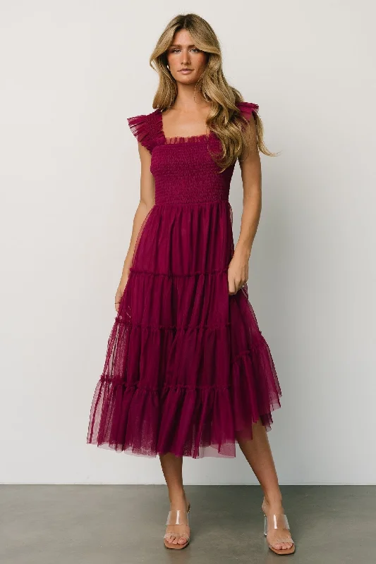 Emma Smocked Tulle Dress | Boysenberry