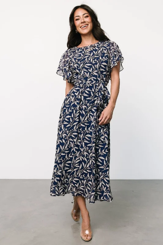 Laurel Midi Dress | Blue + Gray Floral