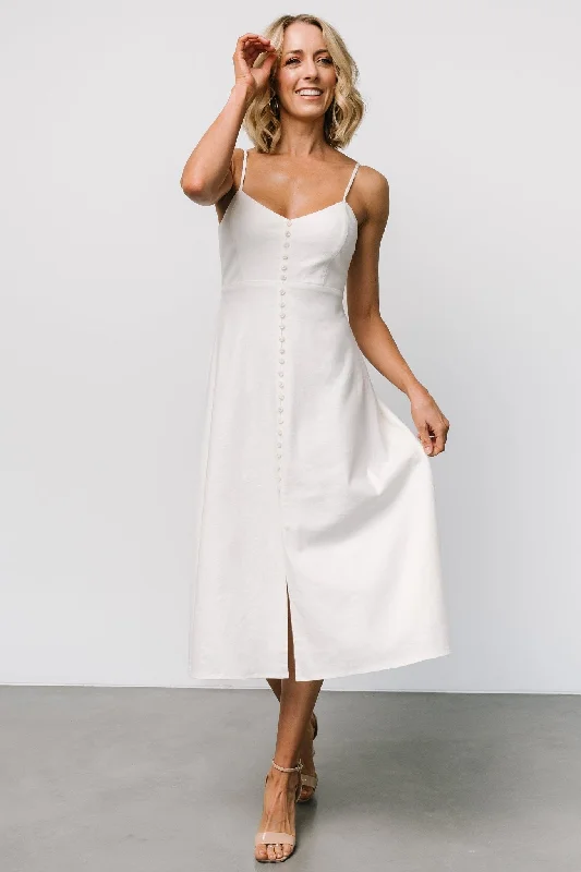 Laya Button Front Dress | Ivory