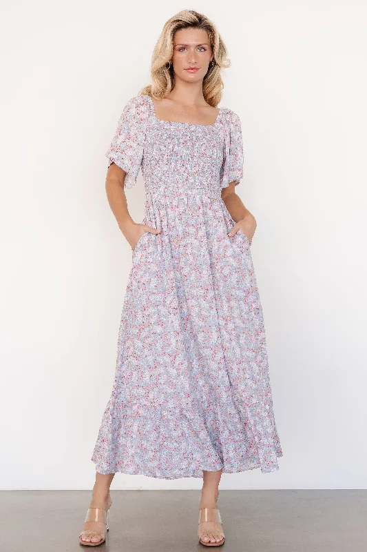 Lyssa Smocked Dress | Dusty Blue Floral