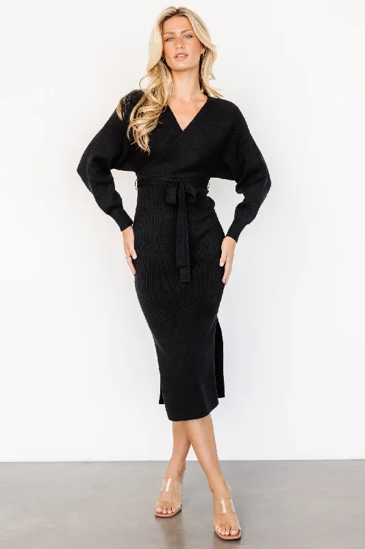 Sammi Faux Wrap Dress | Black