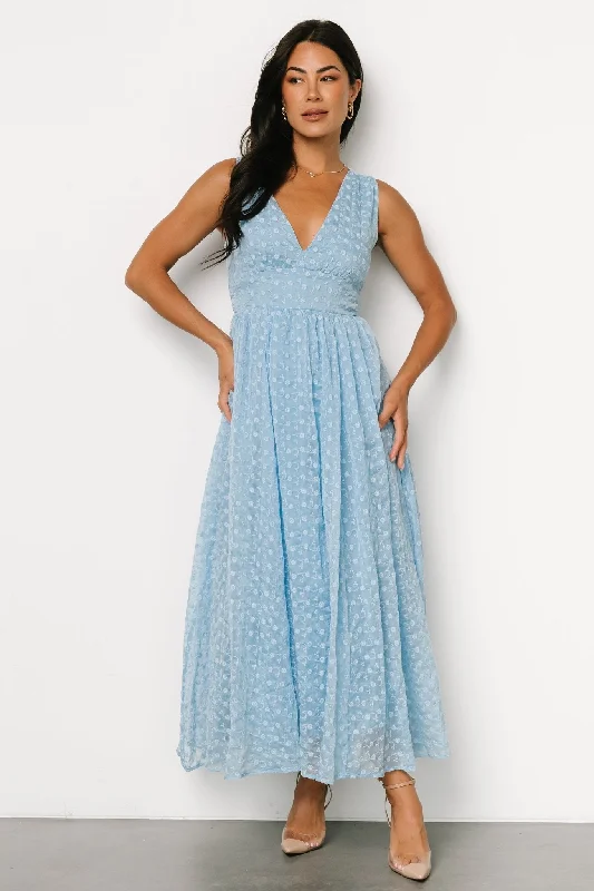 Thalia Embroidered Tank Midi Dress | Blue