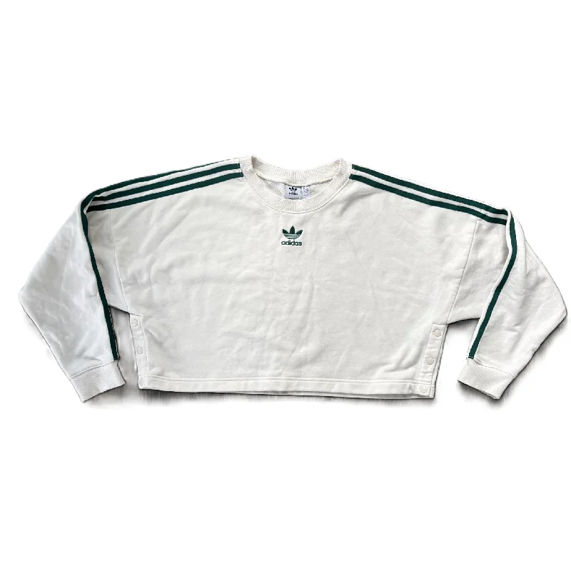 Athletic Sweatshirt Crewneck By Adidas In Cream & Green, Size: M