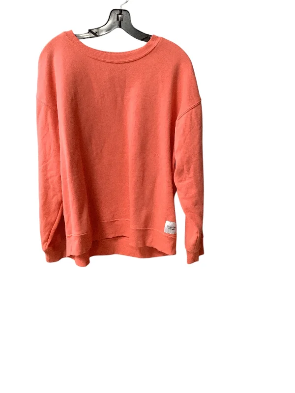 Athletic Sweatshirt Crewneck By Calvin Klein In Coral, Size: L