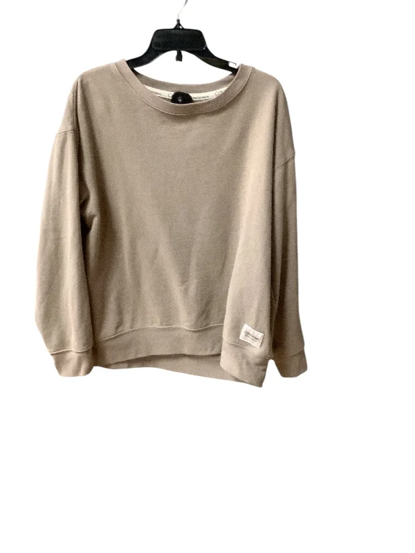 Athletic Sweatshirt Crewneck By Calvin Klein In Tan, Size: L