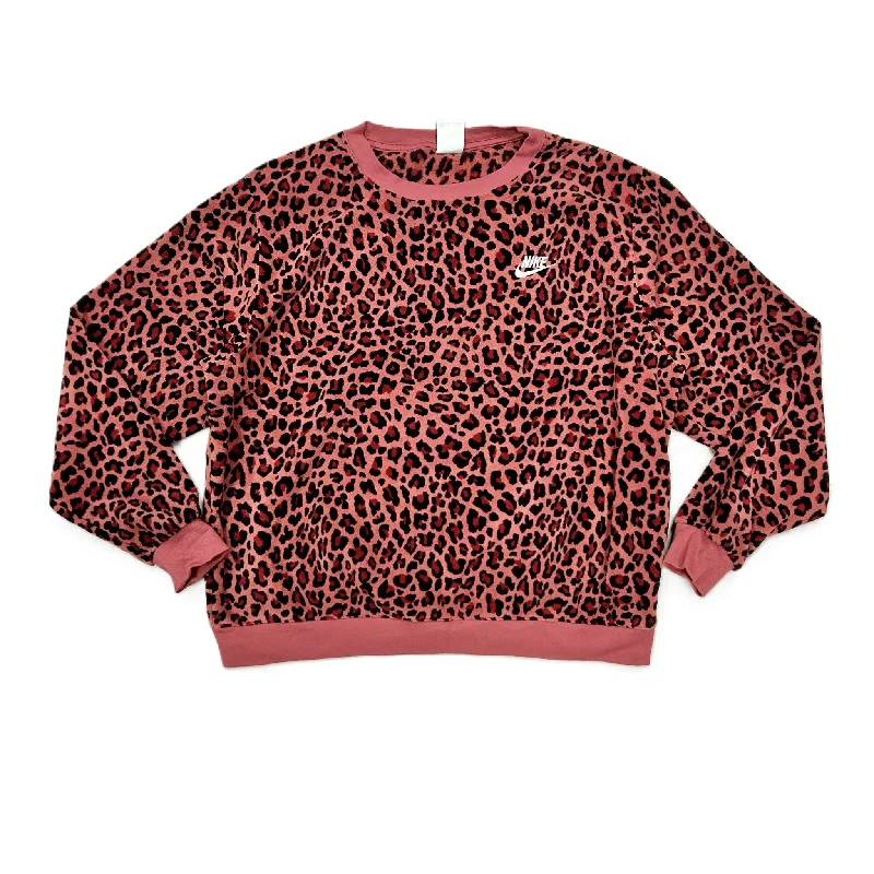 Athletic Sweatshirt Crewneck By Nike Apparel In Leopard Print, Size: L