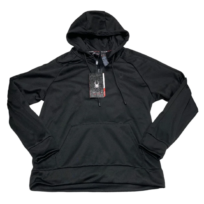 Athletic Sweatshirt Hoodie By Spyder In Black, Size: L