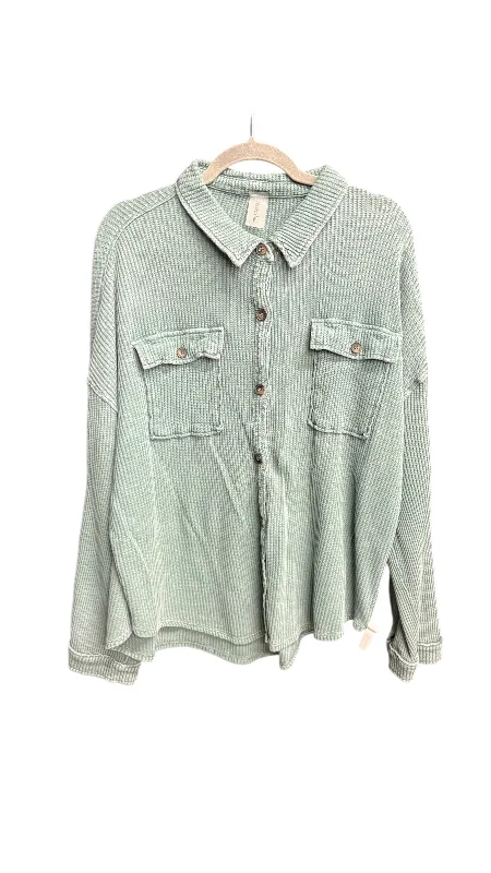 Cardigan By Clothes Mentor In Teal, Size: L