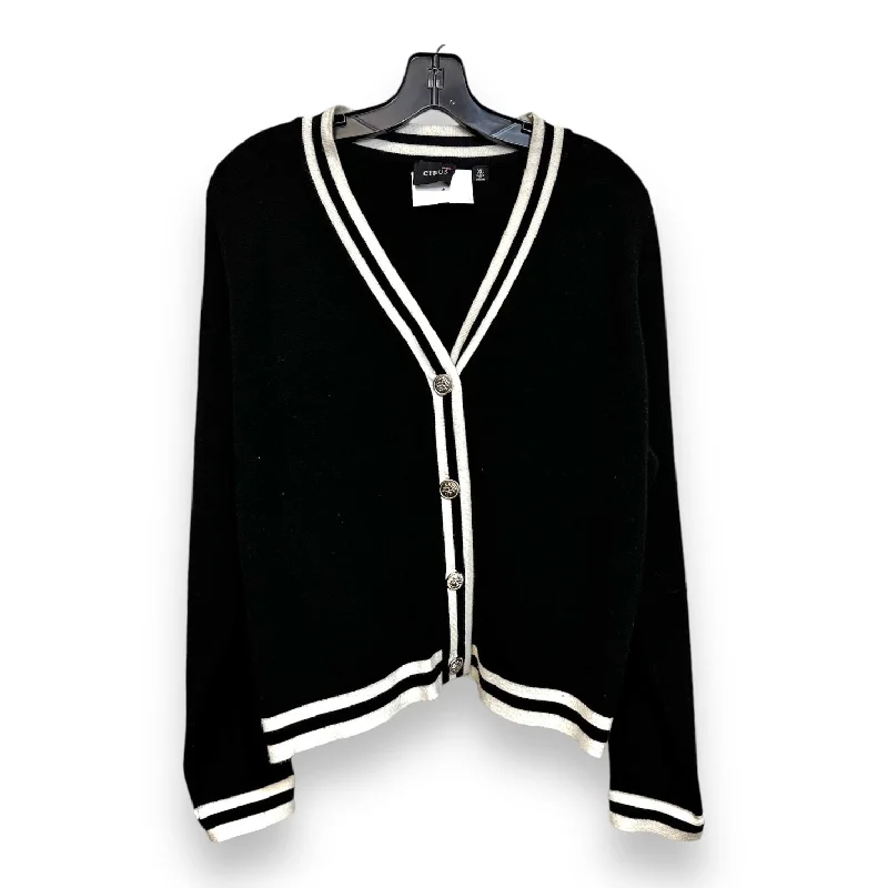 Cardigan By Cyrus Knits In Black White, Size: Xl