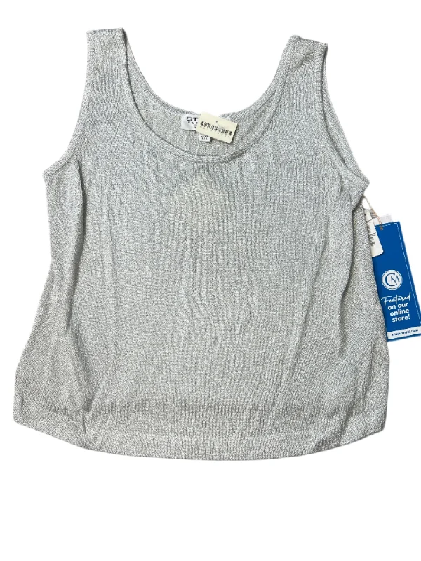 New! Top Sleeveless By St John Collection In Silver, Size: M