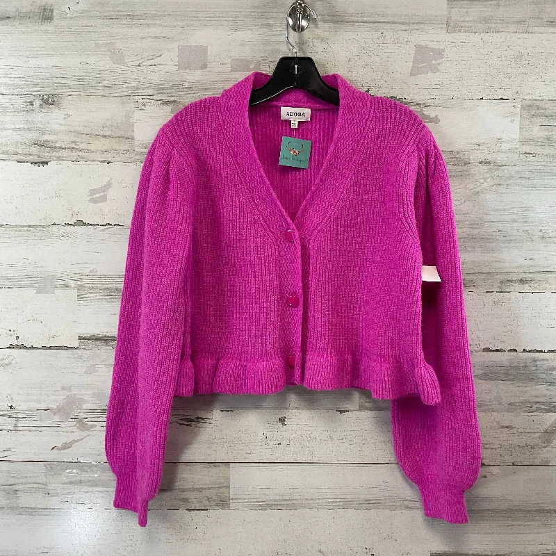 Sweater Cardigan By ADORA In Pink, Size: S