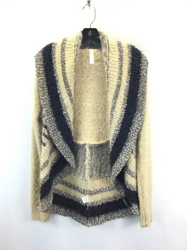 Sweater Cardigan By Clothes Mentor In Black & Tan, Size: L