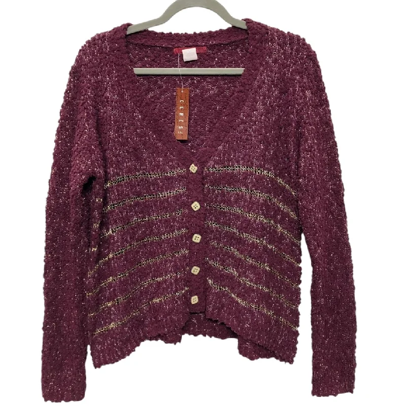 Sweater Cardigan By Clothes Mentor In Maroon, Size: M