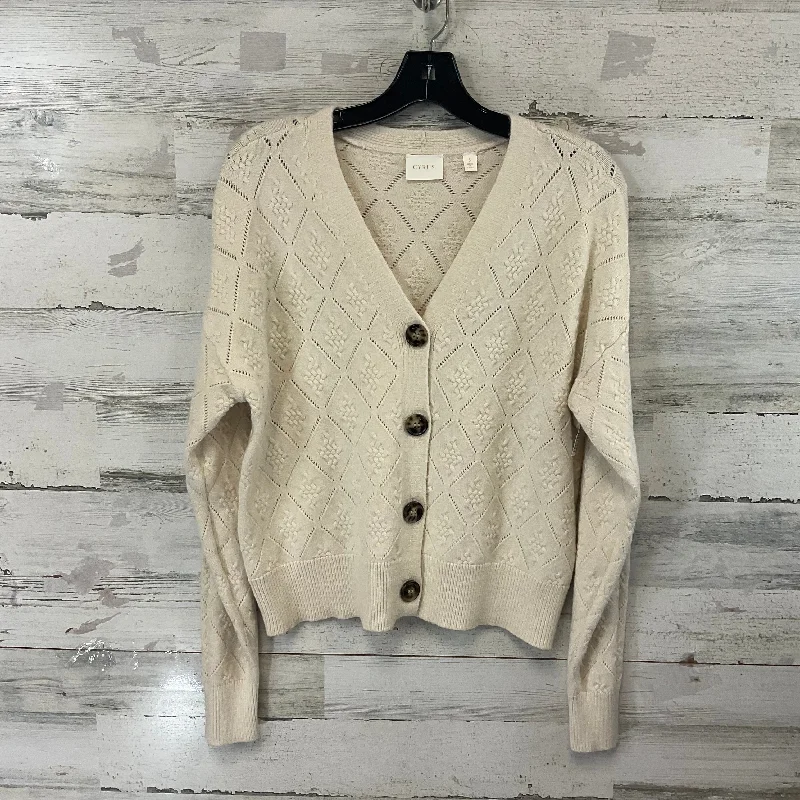 Sweater Cardigan By Cyrus Knits In Cream, Size: S