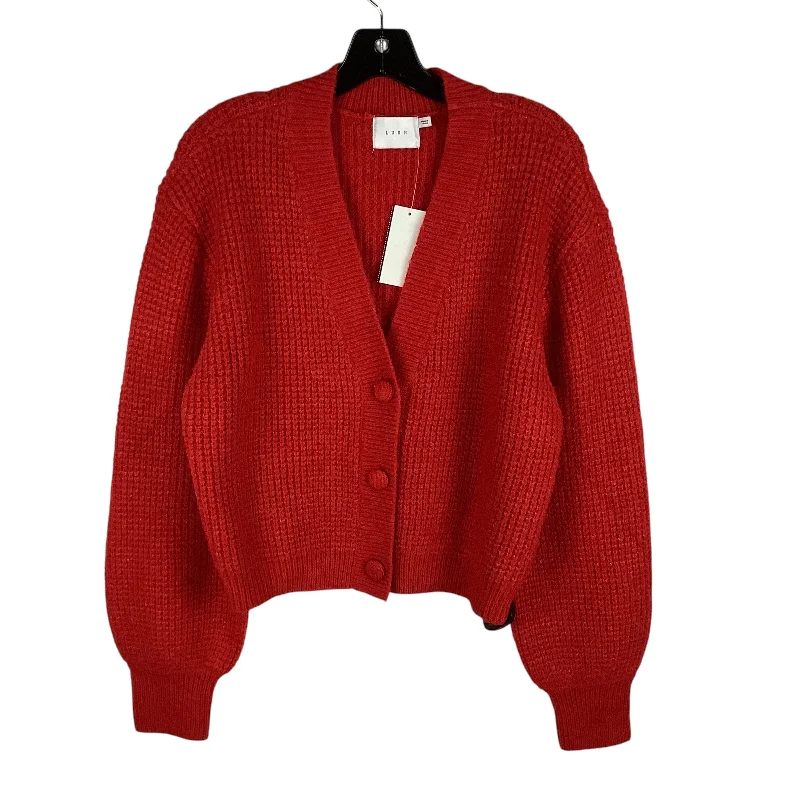 Sweater Cardigan By Lush In Red, Size: L