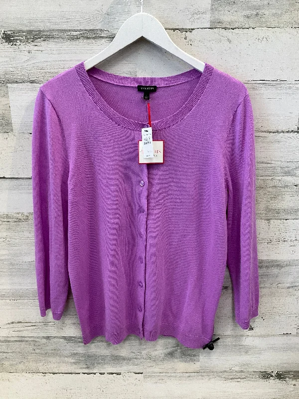 Sweater Cardigan By Talbots In Purple, Size: L