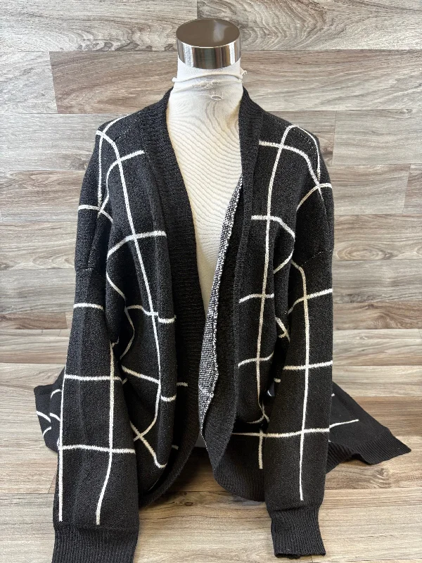 Sweater Cardigan By Time And Tru In Black & White, Size: 3x