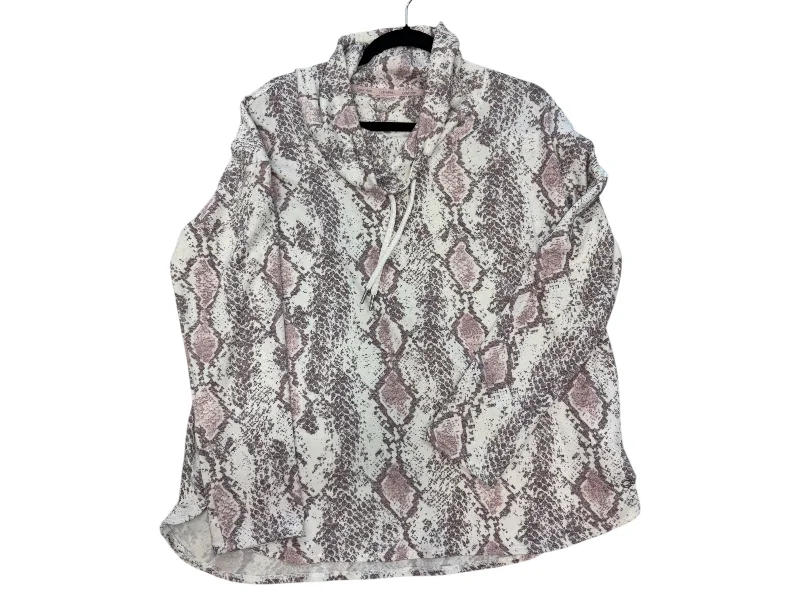 Sweatshirt Collar By Calvin Klein In Snakeskin Print, Size: L