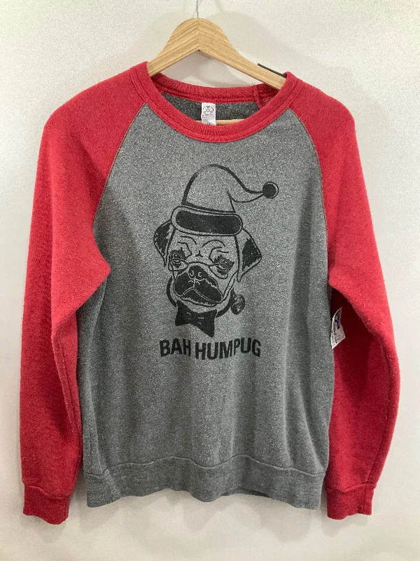 Sweatshirt Crewneck By Alternative In Grey & Red, Size: M