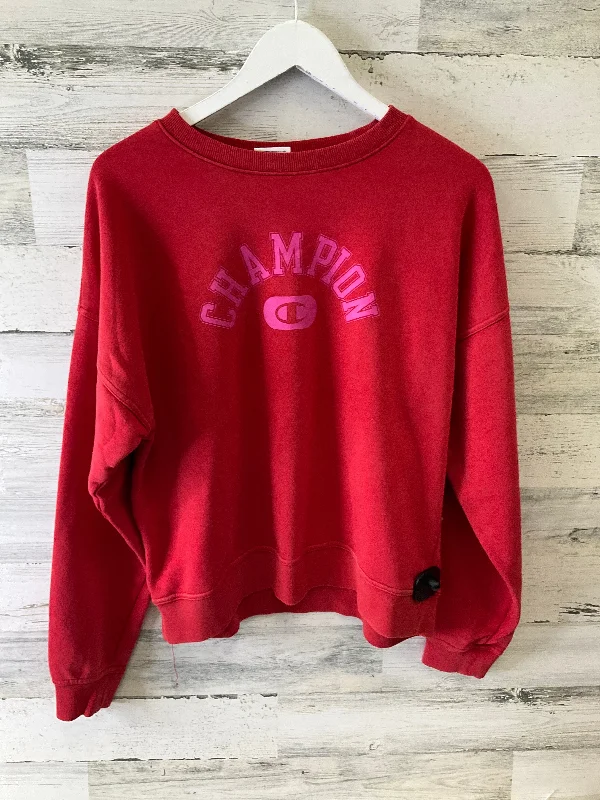 Sweatshirt Crewneck By Champion In Orange, Size: M