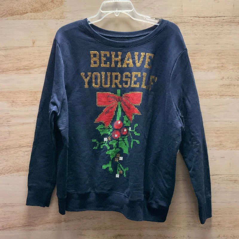 Sweatshirt Crewneck By Clothes Mentor In Navy, Size: 2x