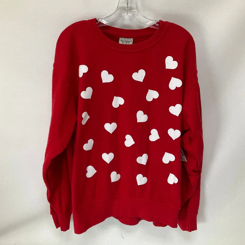 Sweatshirt Crewneck By Clothes Mentor In Red & White, Size: L