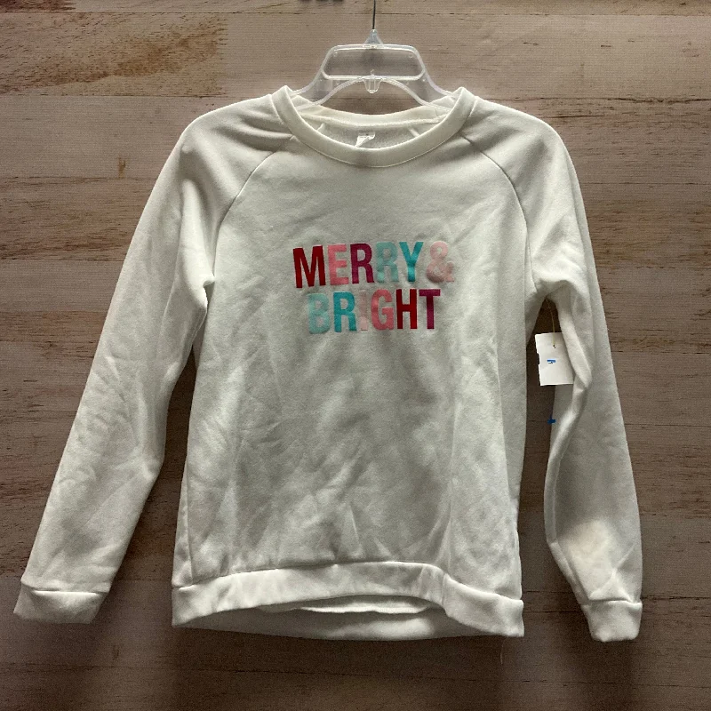 Sweatshirt Crewneck By Clothes Mentor In White, Size: M