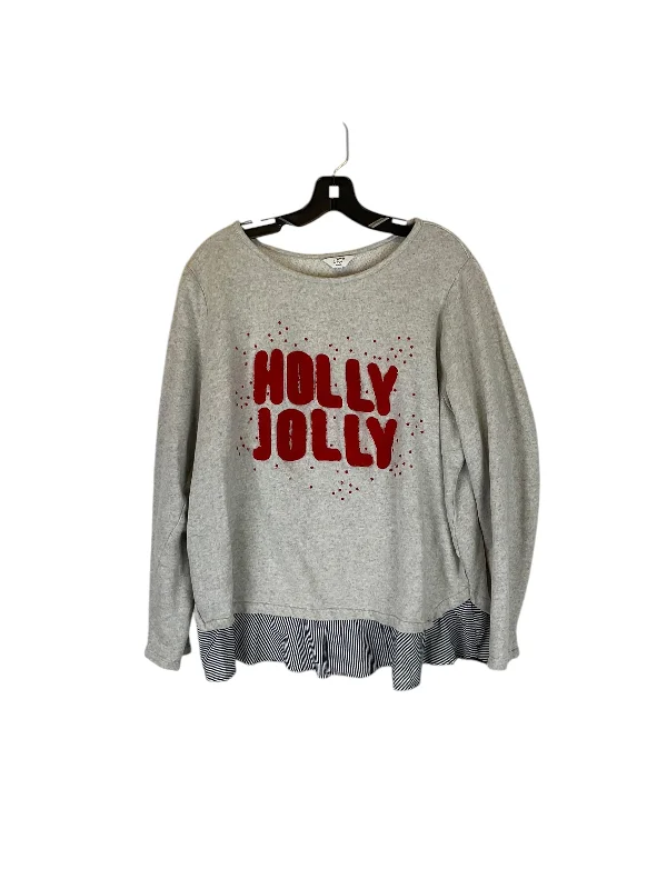 Sweatshirt Crewneck By Crown And Ivy In Grey, Size: 2x