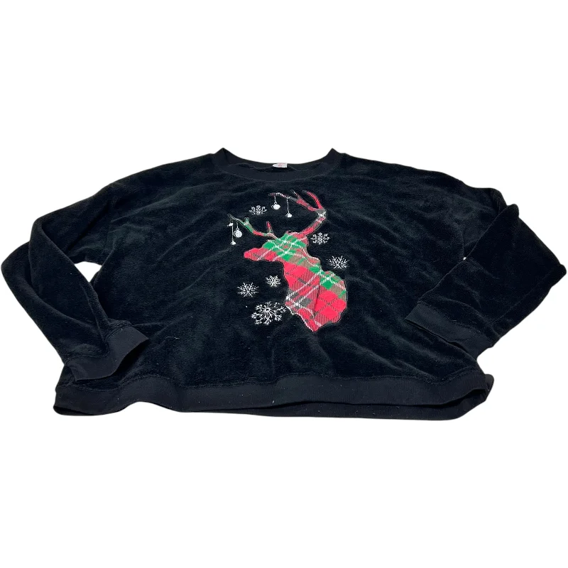 Sweatshirt Crewneck By Holiday Time In Black, Size: 1x