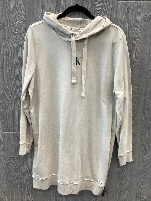 Sweatshirt Hoodie By Calvin Klein In Cream, Size: Xl