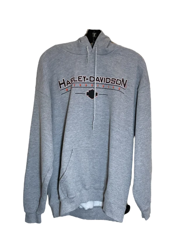 Sweatshirt Hoodie By Harley Davidson In Grey, Size: L