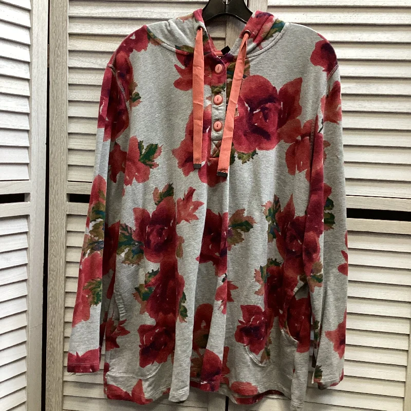 Sweatshirt Hoodie By Susan Graver In Floral Print, Size: Xl