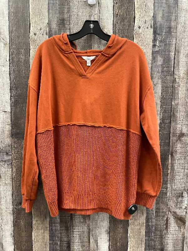 Sweatshirt Hoodie By Time And Tru In Orange, Size: L