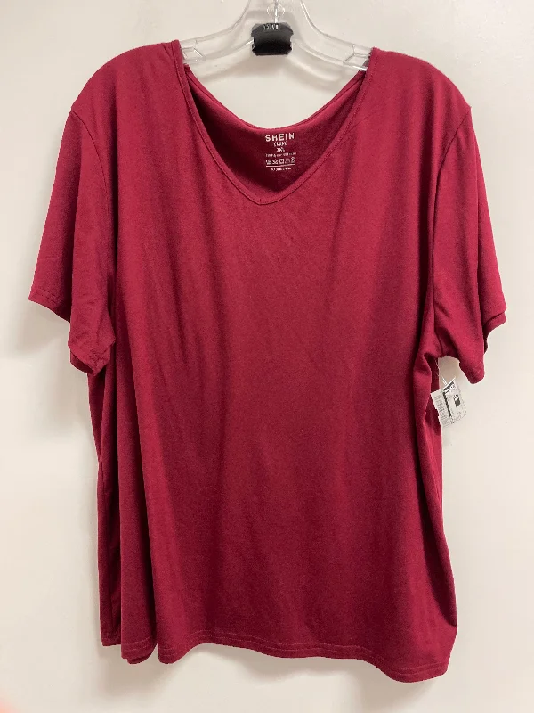 Top Short Sleeve Basic By Shein In Red, Size: 3x