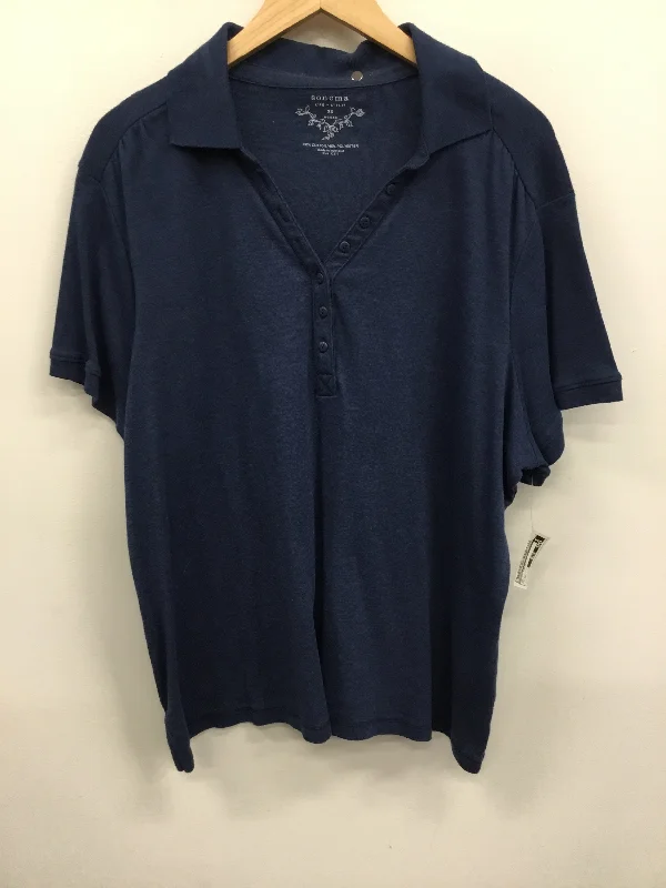 Top Short Sleeve Basic By Sonoma In Navy, Size: 3x