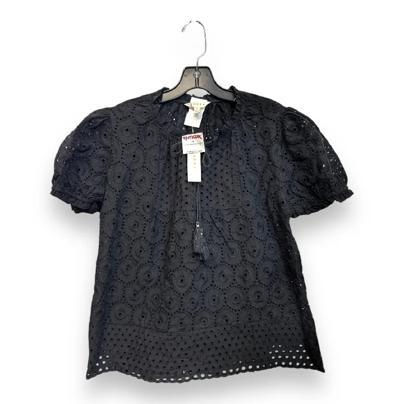 Top Short Sleeve By Adiva In Black, Size: S