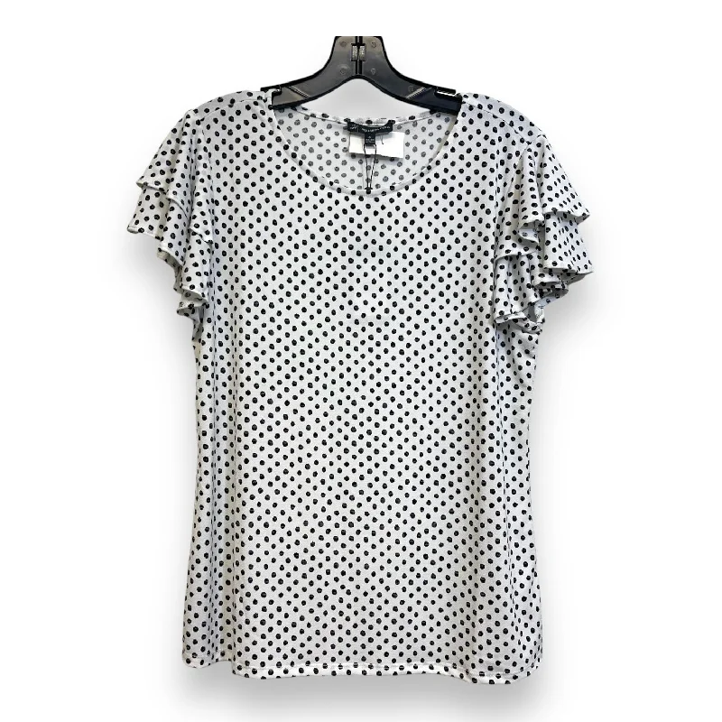 Top Short Sleeve By Adrianna Papell In Polkadot, Size: M