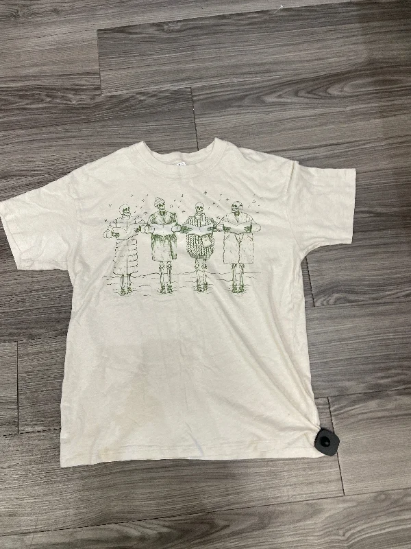 Top Short Sleeve By American Eagle In Cream & Green, Size: Xs