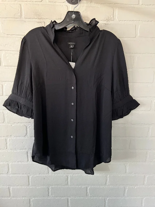 Top Short Sleeve By Ann Taylor In Black, Size: M