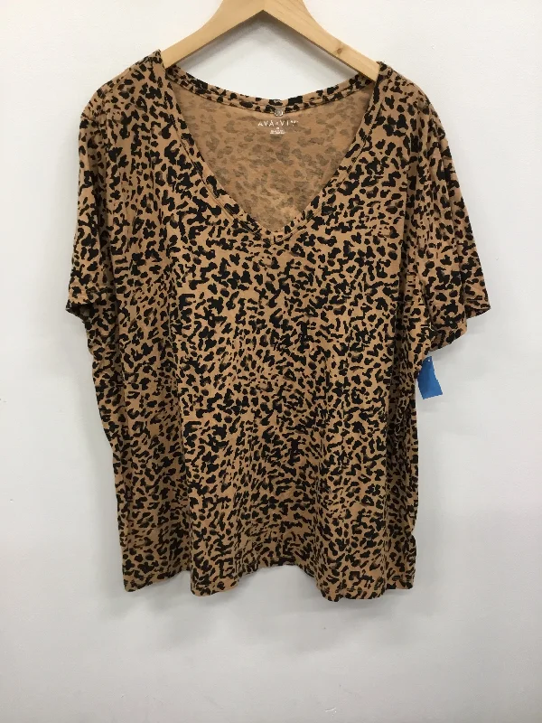 Top Short Sleeve By Ava & Viv In Animal Print, Size: 2x