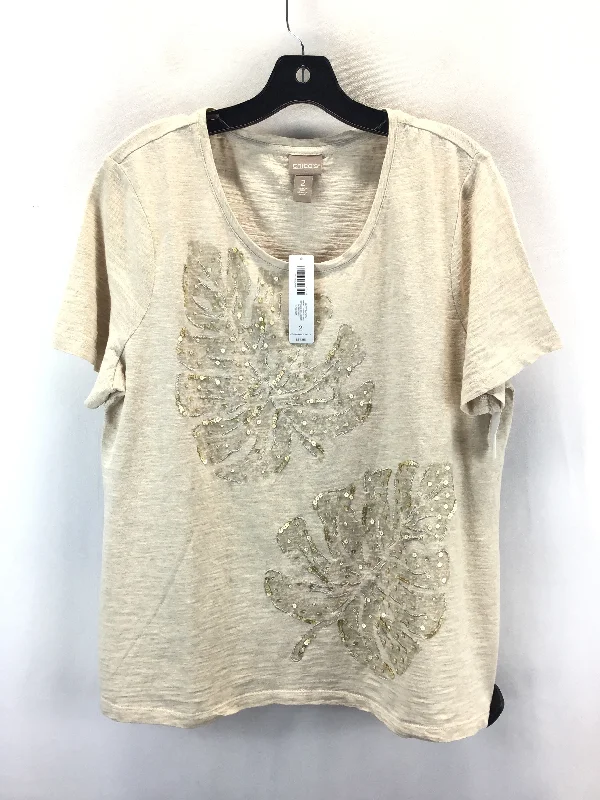 Top Short Sleeve By Chicos In Beige, Size: L