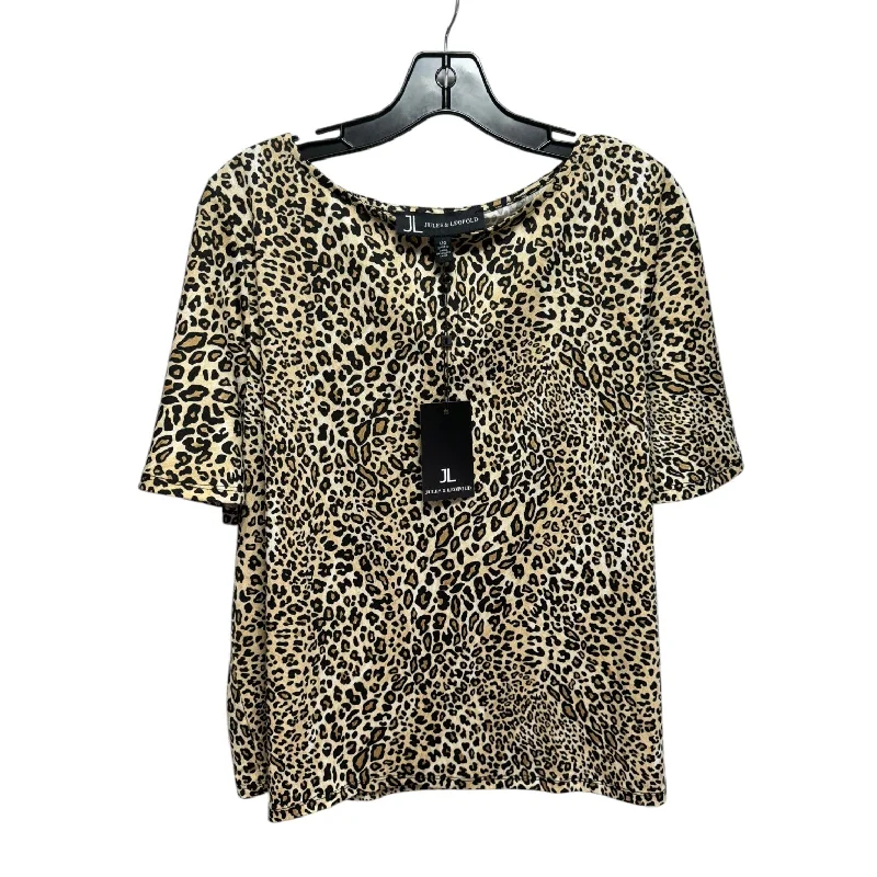 Top Short Sleeve By Jules & Leopold In Animal Print, Size: L