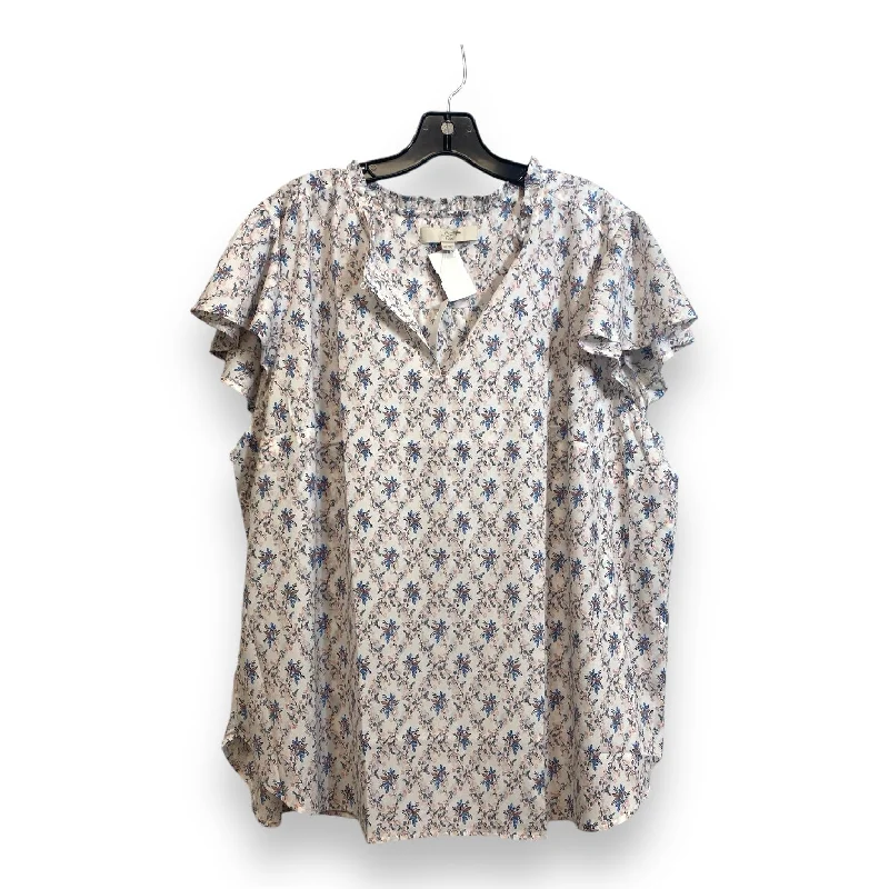 Top Short Sleeve By Loft In Floral Print, Size: 1x