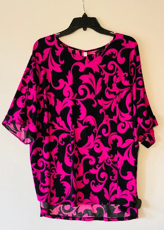 Top Short Sleeve By Scarlett In Black & Purple, Size: Xl