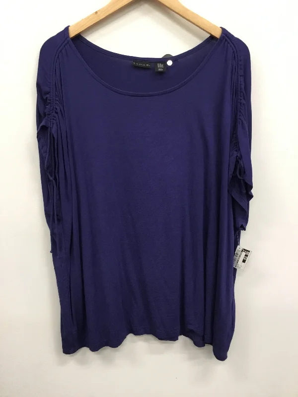 Top Short Sleeve By Tahari By Arthur Levine In Purple, Size: 3x