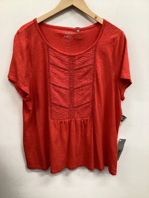 Top Short Sleeve By Talbots In Red, Size: 2x